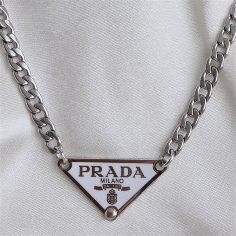 white Prada necklace